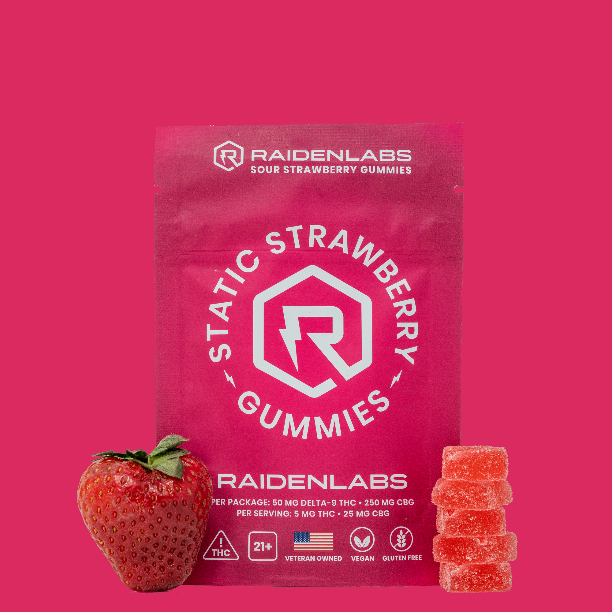 Static Sour Strawberry 5:1 CBG - Δ9-THC Gummy